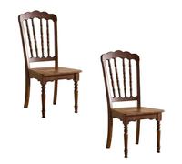 Snaweo Dining Room Chairs Retro Wooden Dining Chairs with Slatted Backrest, Classic Armless Church Chair for Restaurants/Kitchens, Church(No Cushion,2PCS)