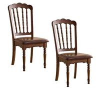 Snaweo Dining Room Chairs Retro Wooden Dining Chairs with Slatted Backrest, Classic Armless Church Chair for Restaurants/Kitchens, Church(Fabric Cushion 1,2PCS)