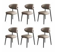 Snaweo Juego de Sillas de Cocina Tapizadas de Madera Sin Brazos, con Respaldo Curvo, for Que no te Canses DespuéS de Sentarte, Sillas de Comedor de Piel SintéTica, FáCiles de Instalar.(Color1,6PCS)