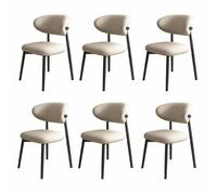 Snaweo Juego de Sillas de Cocina Tapizadas de Madera Sin Brazos, con Respaldo Curvo, for Que no te Canses DespuéS de Sentarte, Sillas de Comedor de Piel SintéTica, FáCiles de Instalar.(Color2,6PCS)