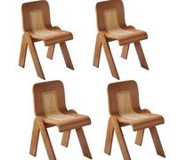 Snaweo Juego de sillas de Comedor de ratán de 2/4, Silla de Comedor sin Brazos, Silla de ratán con Estructura de Madera Maciza, tocador de Mediados de Siglo(Light Brown,4PCS)