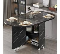 Snaweo Mesa de Comedor Plegable MóVil, Mesa de Cocina Abatible Convertible con Espacio de Almacenamiento, Mesas de Comedor Extensible, Mesas de Comedors Plegables Multiusos Que Ahorran Espacio(Color2)