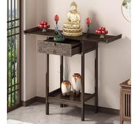 Snaweo Mesa de Meditación, Mesa de Altar Personal con Almacenamiento, Altar Chino con Nicho de Buda, Altares Budistas de Madera Maciza, Mesas de Incienso(100cm/39.37)