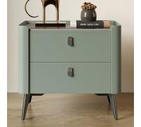 Snaweo Mesita de Noche de Madera, Mesita de Noche Pequeña de Acero Al Carbono, Ahorra Espacio, con 2 Cajones, Ideal for Dormitorio Y Sala de Estar, Fácil de Montar(Butter Green,45cm/17.72in)