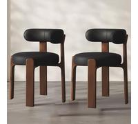 Snaweo Sillas auxiliares sin Brazos Silla de Ocio Individual 2 Piezas, sillas de Comedor tapizadas Boucle, Silla de tocador con Respaldo Curvado y Patas de Madera Maciza(Color8)