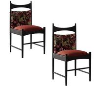 Snaweo Solid Wood Upholstered Dining Chairs, Embroidered Fabric Dining Chair Set with Curved Backrest,Decorative Side Chairs for Living Room Bedroom Restaurant Coffee Shop(Color1,2PCS)