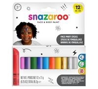 SNAZF Snazaroo 1172193 Set Maquillaje Infantil con 12 Barras de Pintura Facial, Colores de Maquillaje al Agua para Pieles sensibles con los Que Crear Vivos Efectos en niños o Adultos