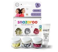 Snazaroo Bio Glitter, Purpurina Biodegradable Gruesa - Set 3 x Chunky + Gel Fijador