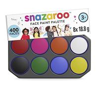 Snazaroo, paleta de pintura acrilica facial aguacolor, 8 colores, surtidos, base agua, fácil de aplicar y retirar, hipoalergénico)