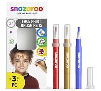 Snazaroo - Set de 3 Rotuladores de Maquillaje "Aventura", color rojo, dorado, azul, para niños y adultos, base de agua, maquillaje pintacaras, aguacolor