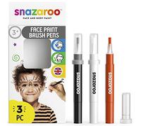 Snazaroo Set de 3 Rotuladores de Maquillaje "Halloween", color negro, blanco, naranja, para niños y adultos, base de agua, maquillaje pintacaras, aguacolor