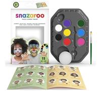Snazaroo - Set de pintura facial "Arcoíris", para niños y adultos, 8 colores, 1 pincel, 1 esponja, 1 guía, base de agua, maquillaje pintacaras, aguacolor