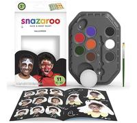 Snazaroo - Set de pintura facial "Halloween", para niños y adultos, 8 colores, 1 pincel, 1 esponja, 1 guía, base de agua, maquillaje pintacaras, aguacolor