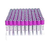 SNBGRYE 100 Tubos Vacutainer, Tubos De Vidrio EDTA K2 De 2ml/5ml/10ml, con Tapas De Rosca Moradas + Etiquetas, para Laboratorios,10ml