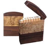 SNBGRYE Estuche para Cigarrillos De éBano, Estuche PortáTil De Madera con Tapa Abatible para Hom-bres, Capacidad para 15 Cigarrillos, DiseñO De ParticióN, Interruptor MagnéTico, Regalo para Homb-Res