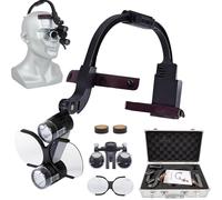 SNBGRYE Lupa Dental 2.5X 3.5X, Lupa Binocular Led Montada En La Cabeza, Altura De Luz + Distancia Interpupilar Ajustable, para OdontologíA, Laboratorio, con Lente 1.5X + Filtro,3.5X