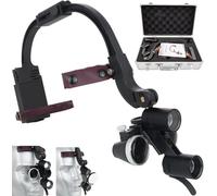 SNBGRYE Lupa Dental Oral, Binocular De 2,5X Y 3,5X para La Cabeza, áNgulo Ajustable, Luz Led Frontal, Equipo De Laboratorio, con Lente De 1,5X + 2 Pilas + Caja,2.5X