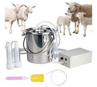 SNBGRYE OrdeñAdora EléCtrica para Cabras (3/5/7/14L), Cubo De OrdeñO De Acero Inoxidable, con Bomba De VacíO De Pulso + Cepillo, Parada AutomáTica Cuando La Leche Está Llena, para Casa, Granja,5L