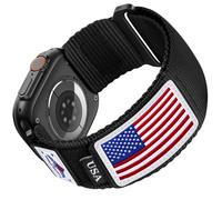 SNBLK Correa deportiva de nailon resistente para Apple Watch de 49 mm, 46 mm, 45 mm, 44 mm, 42 mm, correa de bandera de rayas tejida suave compatible con Apple Watch Ultra 2/Ultra Band Series 10 9 8 7