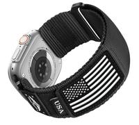 SNBLK Correas deportivas de nailon duraderas compatibles con Apple Watch de 42 mm para hombres de 44 mm, 49 mm, 46 mm, 45 mm, correa de velcro de bandera de rayas para iWatch Ultra 2/Ultra Series 10 9