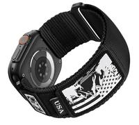 SNBLK Correas trenzadas de nailon resistentes compatibles con Apple Watch Series 10 para hombres de 49 mm, 46 mm, 45 mm, 44 mm, 42 mm, correa de velcro de bandera de rayas para iWatch Ultra 2 Series 9
