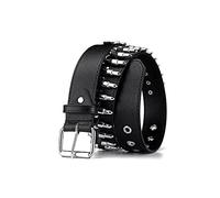 SNCEAW Cinturón con tachuelas, cinturón de metal punk rock con tachuelas de pirámide brillante para mujeres y hombres, 2-negro Bullet Rivet, Fit Pant 31-36 inch