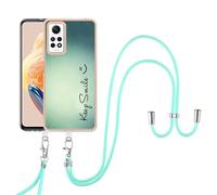 SNCLET Cover para Redmi Note 12 Pro 4G Funda con Cordón Crossbody Carcasa TPU Edges PC Ultra-Fina Funda con Ajustable Collar Correa de Cuello Lanyard Carcasa para Redmi Note 12 Pro 4G,Keep Smile