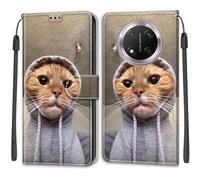 SNCLET Cuero Funda para Honor Magic7 Lite Cover Funda de Cuero con Tapa Phone Case Piel PU Patrón de Colores Folio Ranura para Tarjeta Cierre Magnético Cover para Honor Magic7 Lite,Gatito