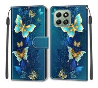 SNCLET Cuero Funda para Honor X6b Carcasa Funda para Honor X6b Funda Silicona Piel PU Patrón de Colores Ranura para Tarjeta Cierre Magnético Funda para Honor X6b,Butterfly Shadow