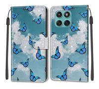 SNCLET Cuero Funda para Motorola Edge 60 Fusion 5G Funda de Cuero Teléfono Cover Piel PU Patrón de Colores Folio Ranura para Tarjeta Magnético Cover para Motorola Edge 60 Fusion 5G,Mariposa Azul