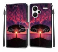 SNCLET Cuero Funda para Redmi Note 13 Pro+ 5G Funda de Cuero con Tapa Flip Case Piel PU Patrón de Colores Folio Ranura para Tarjeta Cierre Magnético Funda para Redmi Note 13 Pro+ 5G,Seaside Sunset
