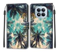SNCLET Cuero Funda para Redmi Note 15 5G Bumper Case Anti-arañazos Piel PU Patrón de Colores Flip Folio Cover Ranura para Tarjeta Cierre Magnético Funda para Redmi Note 15 5G,Cocotero