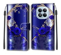 SNCLET Cuero Funda para Redmi Note 15 5G Carcasa de Telefono Piel PU Cover de Patrón de Colores Protection Folio Ranura para Tarjeta Cierre Magnético Funda para Redmi Note 15 5G,Rosa Azul
