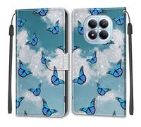 SNCLET Cuero Funda para Redmi Note 15 Pro 5G Funda de Cuero Teléfono Cover Piel PU Patrón de Colores Folio Ranura para Tarjeta Cierre Magnético Cover para Redmi Note 15 Pro 5G,Mariposa Azul