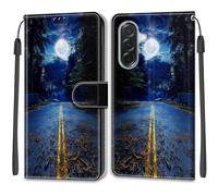 SNCLET Cuero Funda para Samsung Galaxy A36 5G Phone Case 360°Full Body Protección Piel PU Patrón de Colores Folio Ranura para Tarjeta Magnético Funda para Samsung Galaxy A36 5G,Luna Brillante
