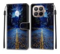 SNCLET Cuero Funda para Xiaomi 15T Pro 5G Phone Case 360°Full Body Protección Piel PU Patrón de Colores Folio Ranura para Tarjeta Magnético Funda para Xiaomi 15T Pro 5G,Luna Brillante
