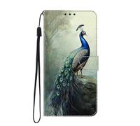 SNCLET Estuche de Cuero para Redmi 15, Funda Teléfono Estilo Patrón Premium PU Cuero Cartera para Redmi 15,Magnético Flip Case 3 Ranura Tarjeta, Soporte Case, Diseño de Pavo Real