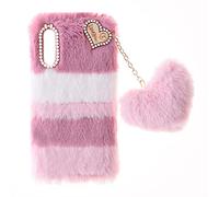 SNCLET Fluffy Fur Plush Funda para Samsung Galaxy A70 Funda de Silicona TPU Case Bonita Love Decoration Funda de Fluffy Fur con Diamantes de Purpurina Carcasa para Samsung Galaxy A70,Collage Rosa