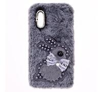 SNCLET Fluffy Plush Funda para OnePlus Nord CE5 Case Glitter Gems Fluffy Fur Skin Plush Cover Bonita Rabbit Bunny Soft Gel Carcasas Silicona Protectora Bumper Funda para OnePlus Nord CE5,Conejo Gris