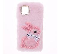 SNCLET Fluffy Plush Funda para ZTE Blade A76 4G Case Glitter Gems Fluffy Fur Skin Plush Cover Bonita Rabbit Bunny Soft Gel Carcasas Silicona Protectora Bumper Funda para ZTE Blade A76 4G,Conejo Rosa