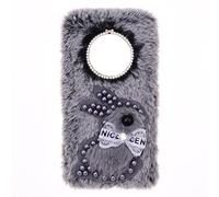 SNCLET Fluffy Plush Funda para ZTE Blade A76 5G Case Glitter Gems Fluffy Fur Skin Plush Cover Bonita Rabbit Bunny Soft Gel Carcasas Silicona Protectora Bumper Funda para ZTE Blade A76 5G,Conejo Gris