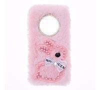 SNCLET Fluffy Plush Funda para ZTE Blade A76 5G Case Glitter Gems Fluffy Fur Skin Plush Cover Bonita Rabbit Bunny Soft Gel Carcasas Silicona Protectora Bumper Funda para ZTE Blade A76 5G,Conejo Rosa