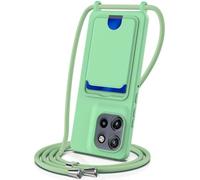 SNCLET Funda con Cuerda para Motorola ThinkPhone 25 5G Silicona Funda con Ranura para Tarjetas Collar de Cuello Cordón Ultra Thin TPU Antigolpes Bumper Case para Motorola ThinkPhone 25 5G,Verde