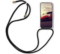SNCLET Funda con Cuerda para TCL 605 Funda de Silicona Ultra Thin Transparente Bumper Case con Cinta con Colgante Collar Correa de Cuello Cordón Carcasa para TCL 605,Negro
