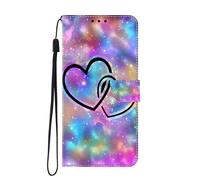SNCLET Funda para Huawei Y9 Prime 2019, Carcasa Libro con Tapa de Cuero Piel Wallet Case Flip Cover Fino con Soporte, Hebilla Magnetica y Ranuras para Tarjetas, Corazón Doble