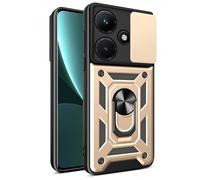 SNCLET Funda para Infinix Hot 30i Funda Cubierta de cámara Deslizante con Soporte de Anillo Armor Carcasa de PC TPU Bumper Antigolpes Protector Antiarañazos Cover para Infinix Hot 30i,Oro