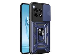SNCLET Funda para OnePlus 12R 5G Carcasa con Protector de cámara con Tapa Deslizante y Soporte de Anillo Carcasa de PC Duro Armor Antiarañazos Fundas para OnePlus 12R 5G,Azul
