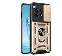 SNCLET Funda para OnePlus 12R 5G Funda Cubierta de cámara Deslizante con Soporte de Anillo Armor Carcasa de PC TPU Bumper Antigolpes Protector Antiarañazos Cover para OnePlus 12R 5G,Oro