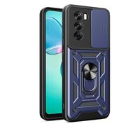 SNCLET Funda para OPPO Reno12 Pro 5G Carcasa con Protector de cámara con Tapa Deslizante y Soporte de Anillo Carcasa de PC Duro Armor Antiarañazos Fundas para OPPO Reno12 Pro 5G,Azul