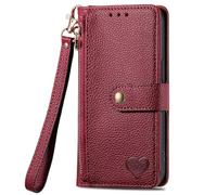 SNCLET Funda para Realme C31 Funda con Tapa Amor Corazón Patrón PU Piel Tapa con Ranuras para Tarjetas Cierre Magnético Bloqueo RFID Billetera Carcasa para Realme C31,Rojo